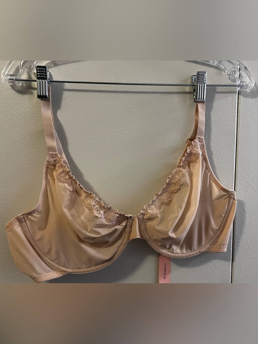 Dobreva Women's Lace-Trim Unlined Underwire Bra in Nude (Size 42D) NWT